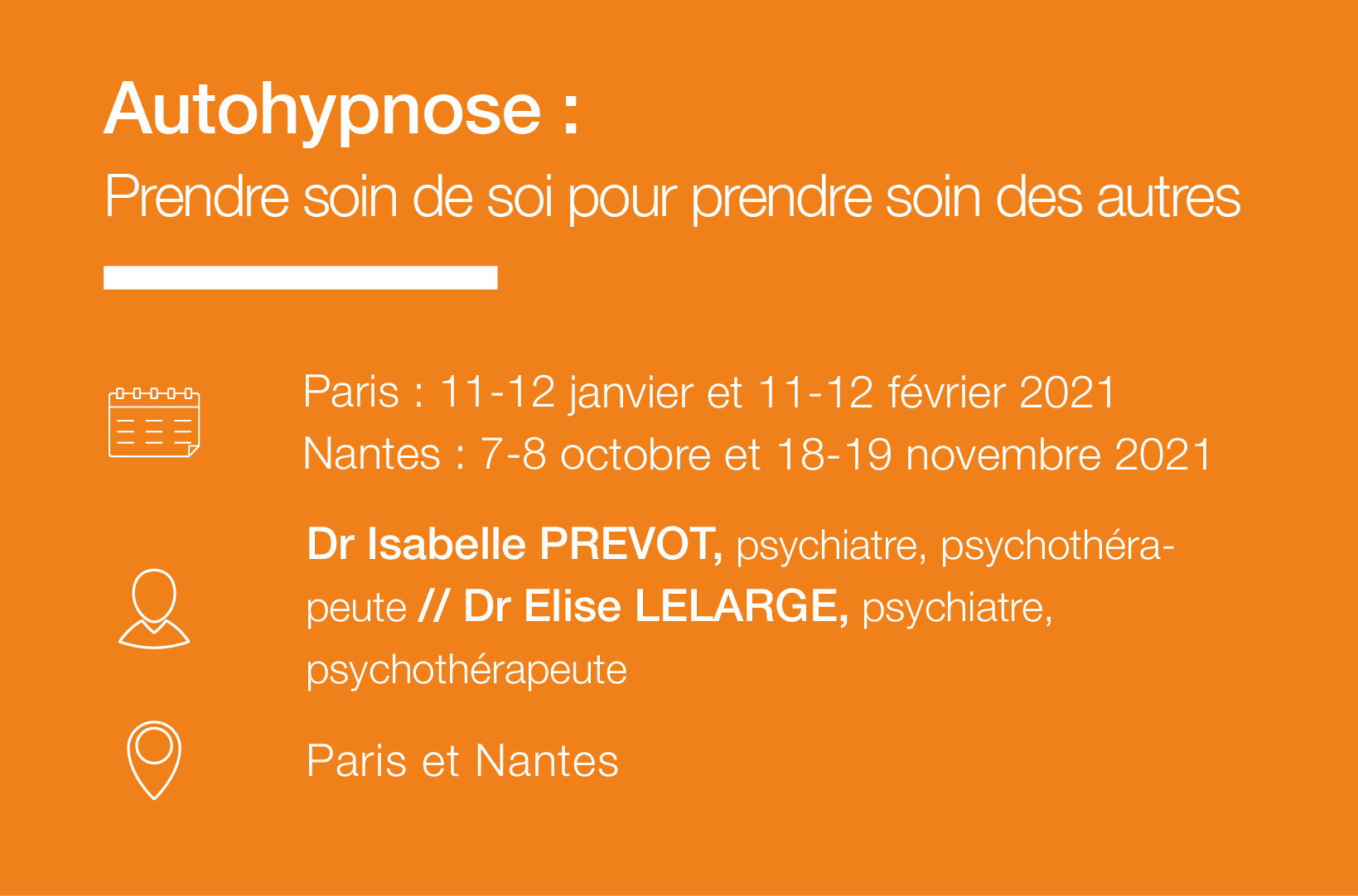 Seminaire Autohypnose Prendre soin de soi IFH