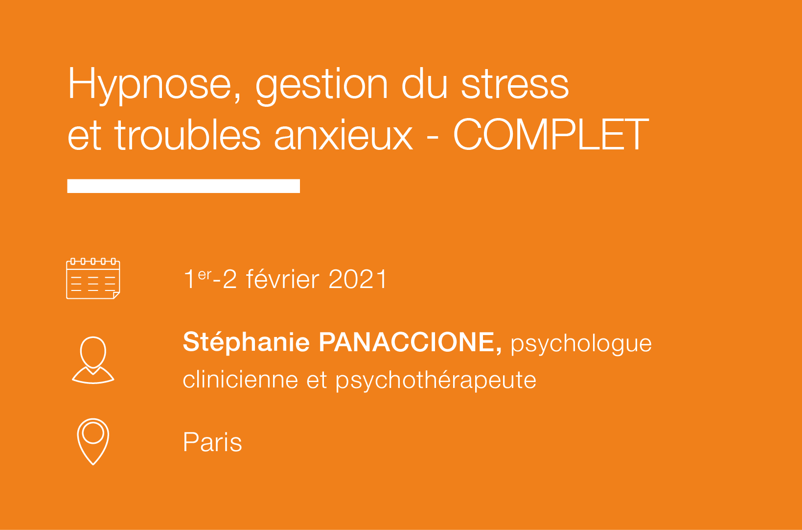 Seminaire Hypnose, Gestion du stress et Troubles anxieux-IFH