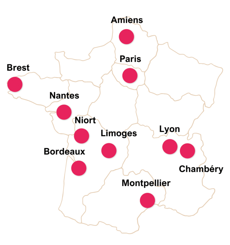 Carte France formation Hypnoanalgésie dans les soins